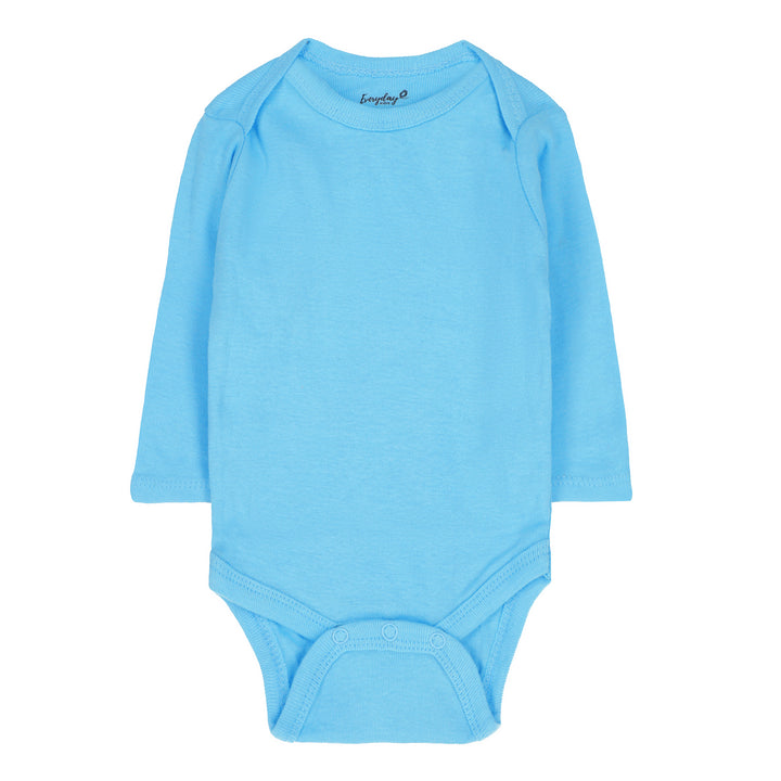 FS-496 sky blue long sleeve baby bodysuit – Featherhead cotton