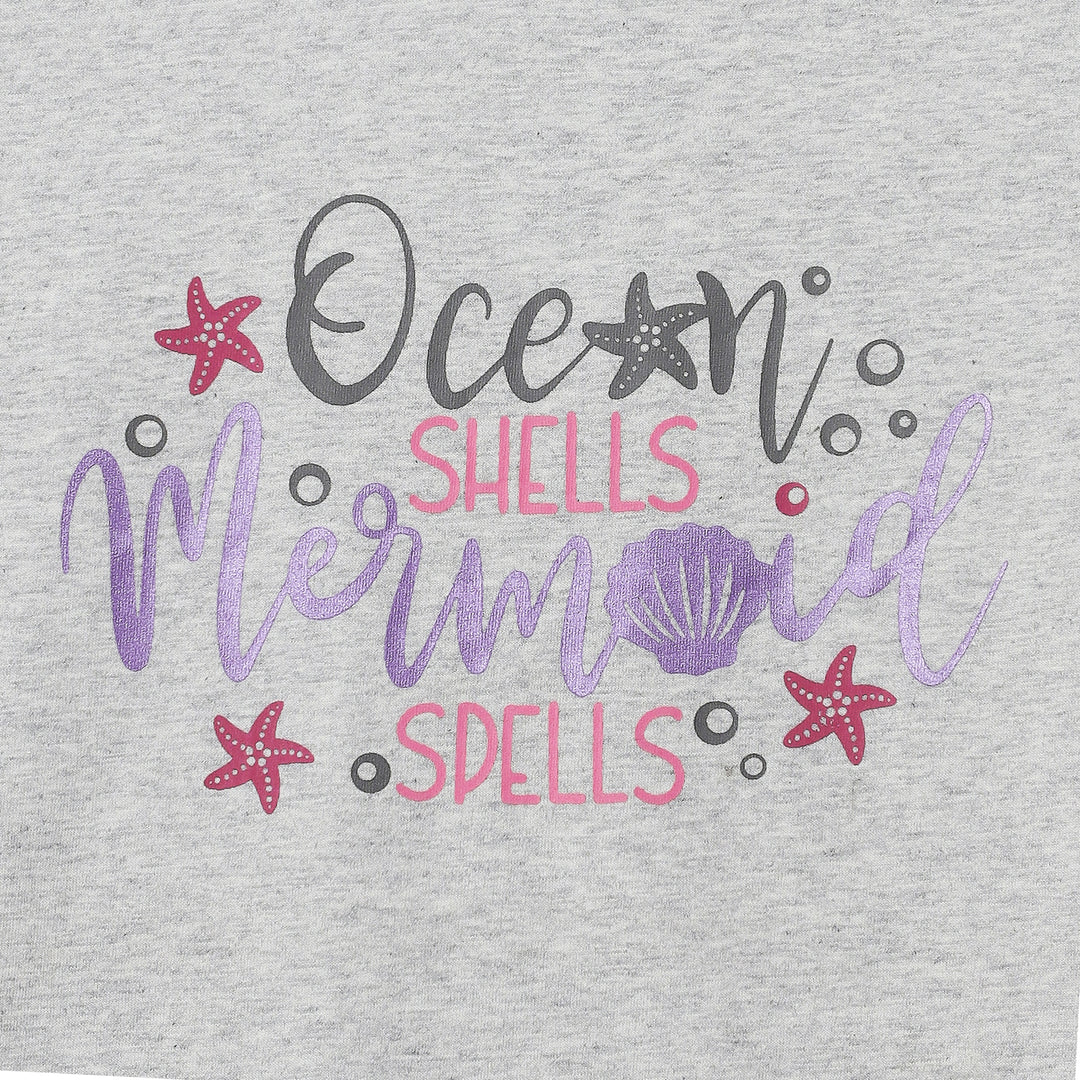 Close-up of “Ocean, Shells, Mermaids & Spells” design