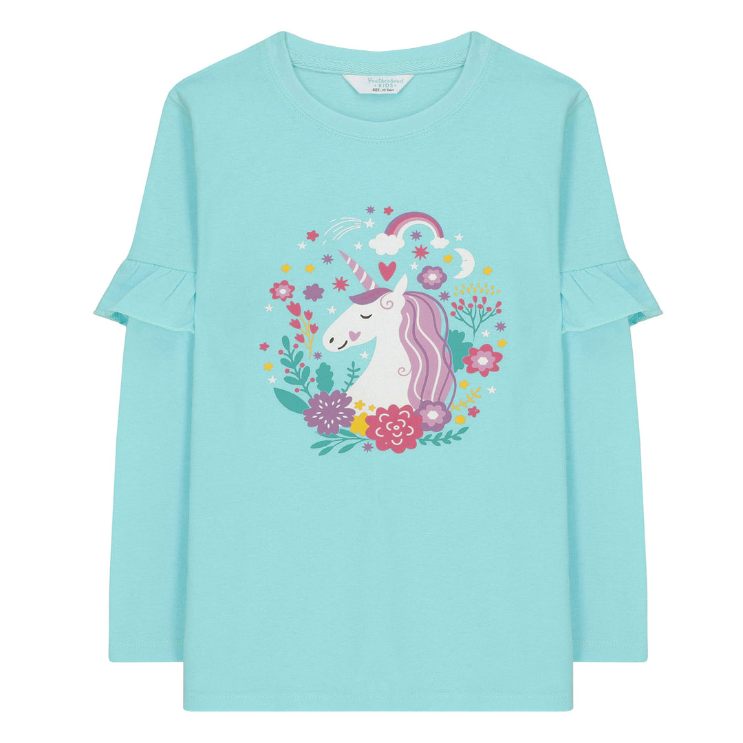 Front-facing view of T-shirt with full sleeves and design