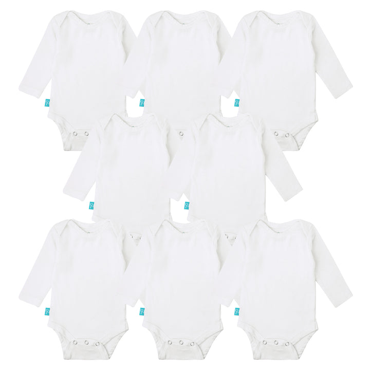 FN-2413 Unisex Baby 8-Pack Long Sleeves Bodysuits in White