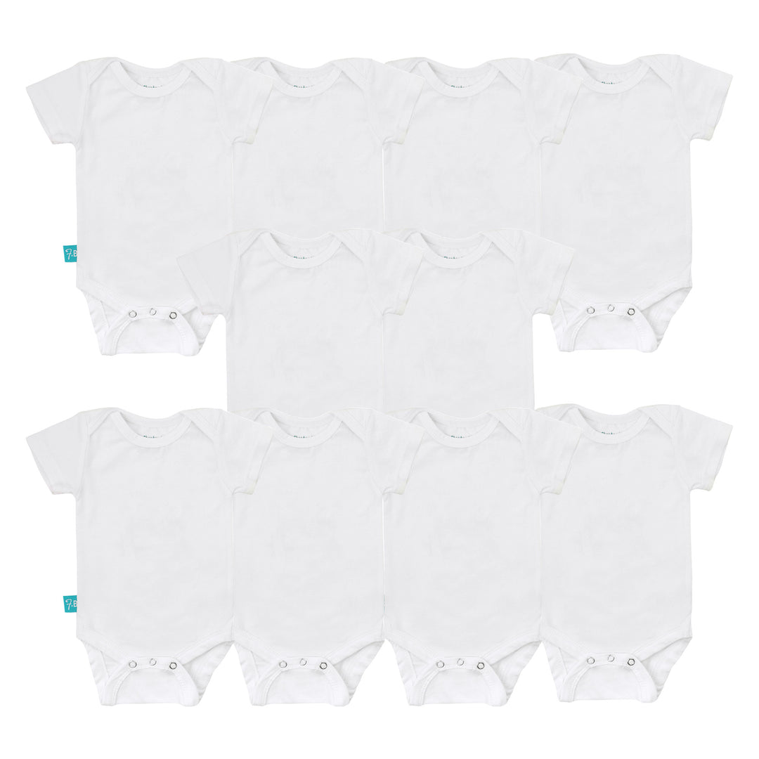 FN 2401 Unisex Baby 10-Pack Short Sleeves Bodysuits in White