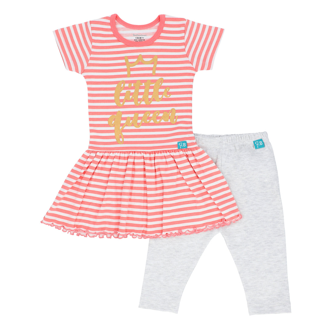 FG-3501 Little Queen 2-Piece Skirt Shirt & Grey Leggings - Featherhead Baby