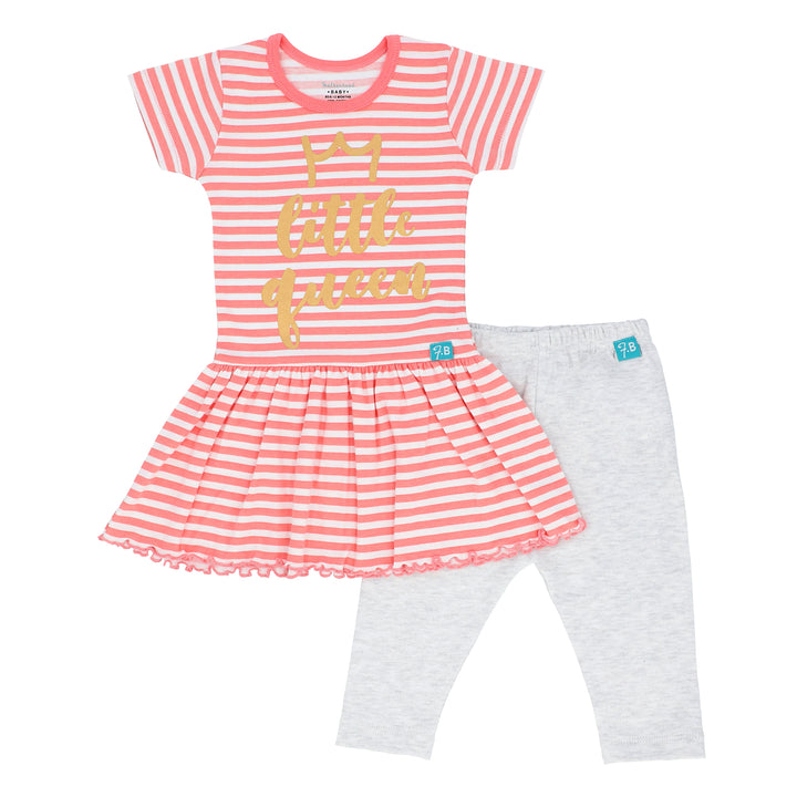 FG-3501 Little Queen 2-Piece Skirt Shirt & Grey Leggings - Featherhead Baby