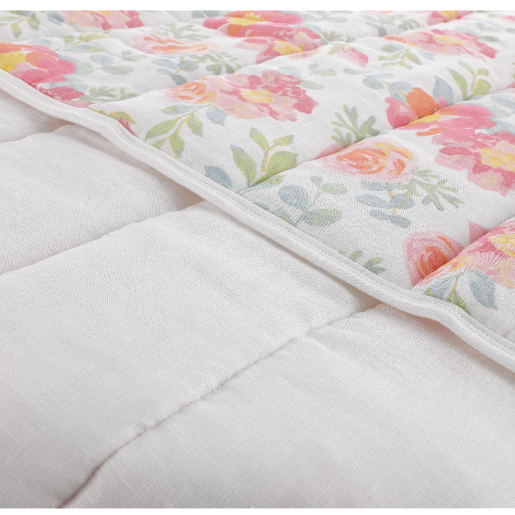 FH-07081 Muslin Reversible Quilted Blanket 30" x 40" - Garden Floral