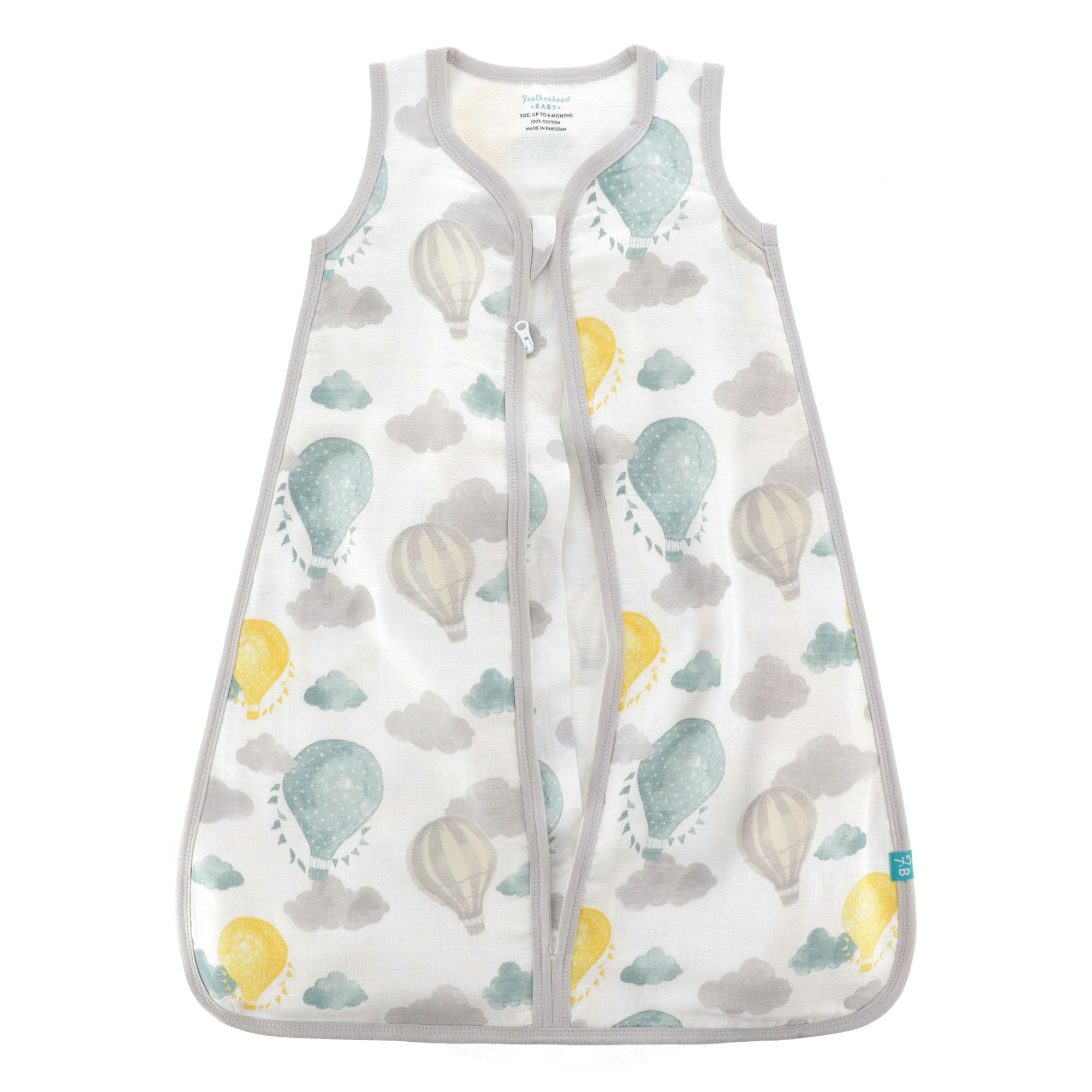 FH-07105 Muslin Wearable Blanket Zippered Sleeping Bag - Green Balloons