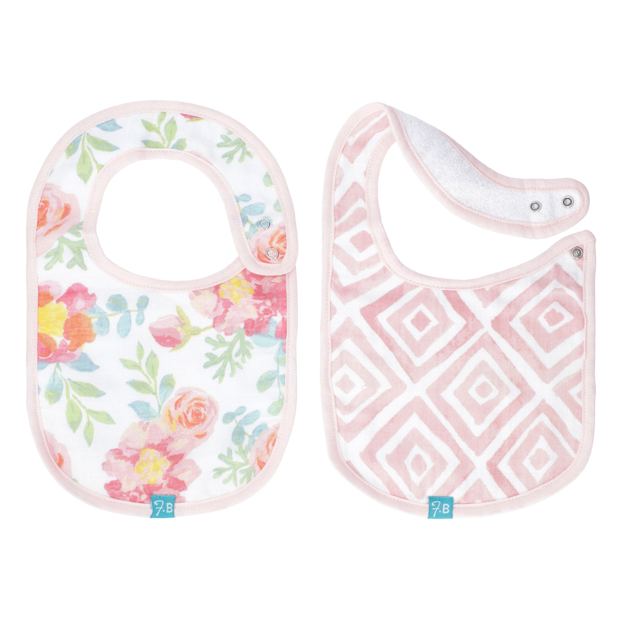 FH-08105 Floral 4-Pack Muslin Cross-Over Bibs for 0-18 Months