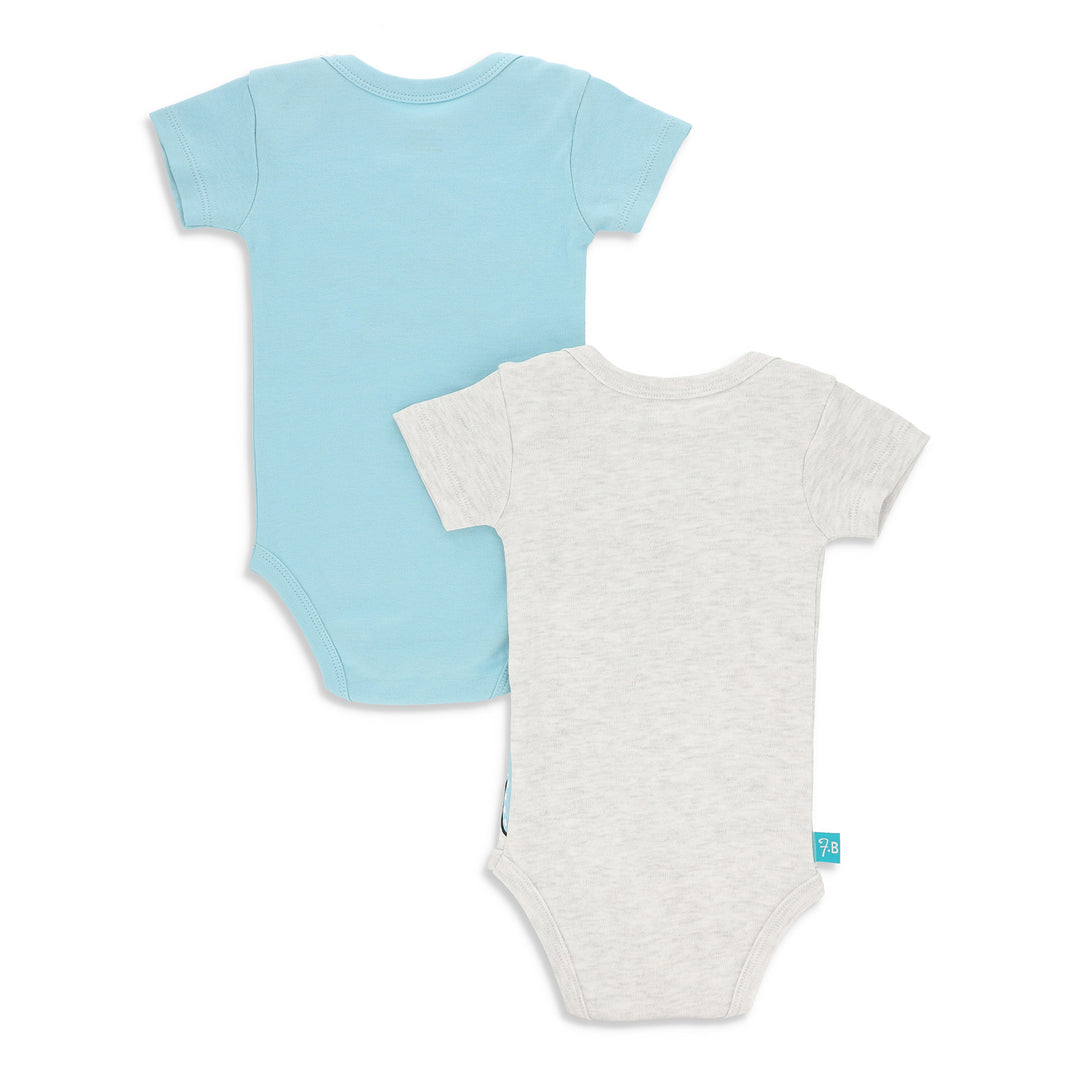 FB-2001 Grey Alloy & Canal Blue 2-Pack Bodysuits - Featherhead Baby