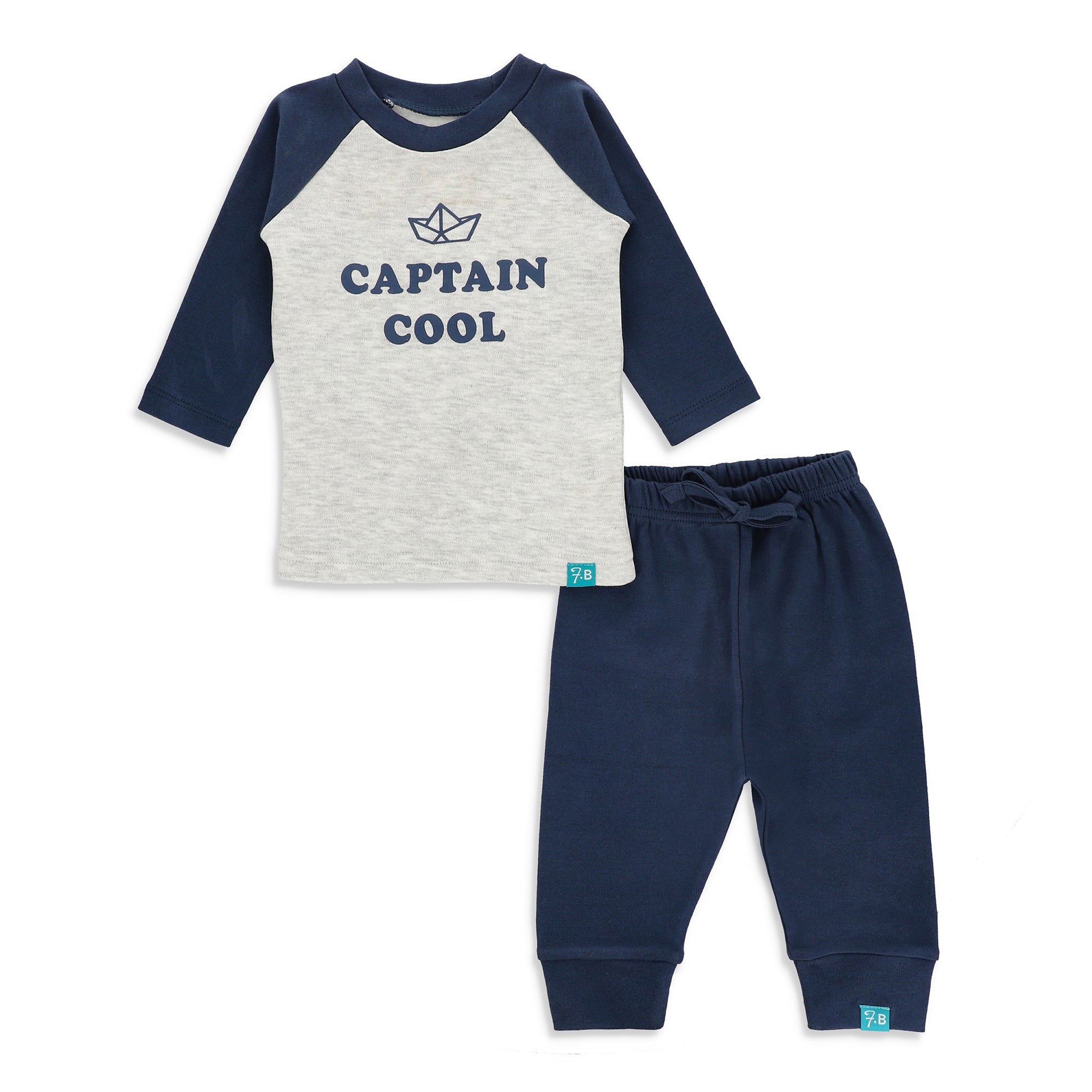 FB-3001 Grey Alloy Captain Cool Shirt & Navy Pants - Featherhead Baby
