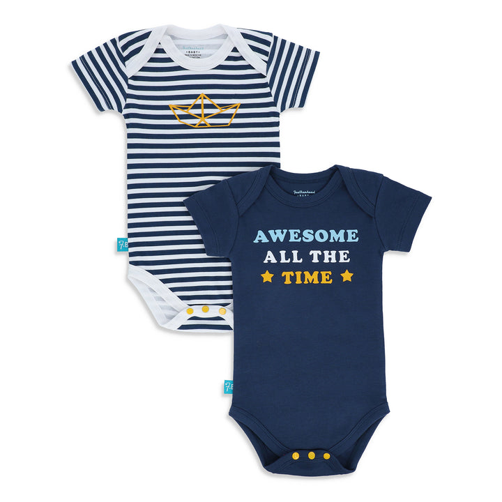 FB-2004 Sailboat & Awesome All The Time 2-Pack Bodysuits - Featherhead Baby