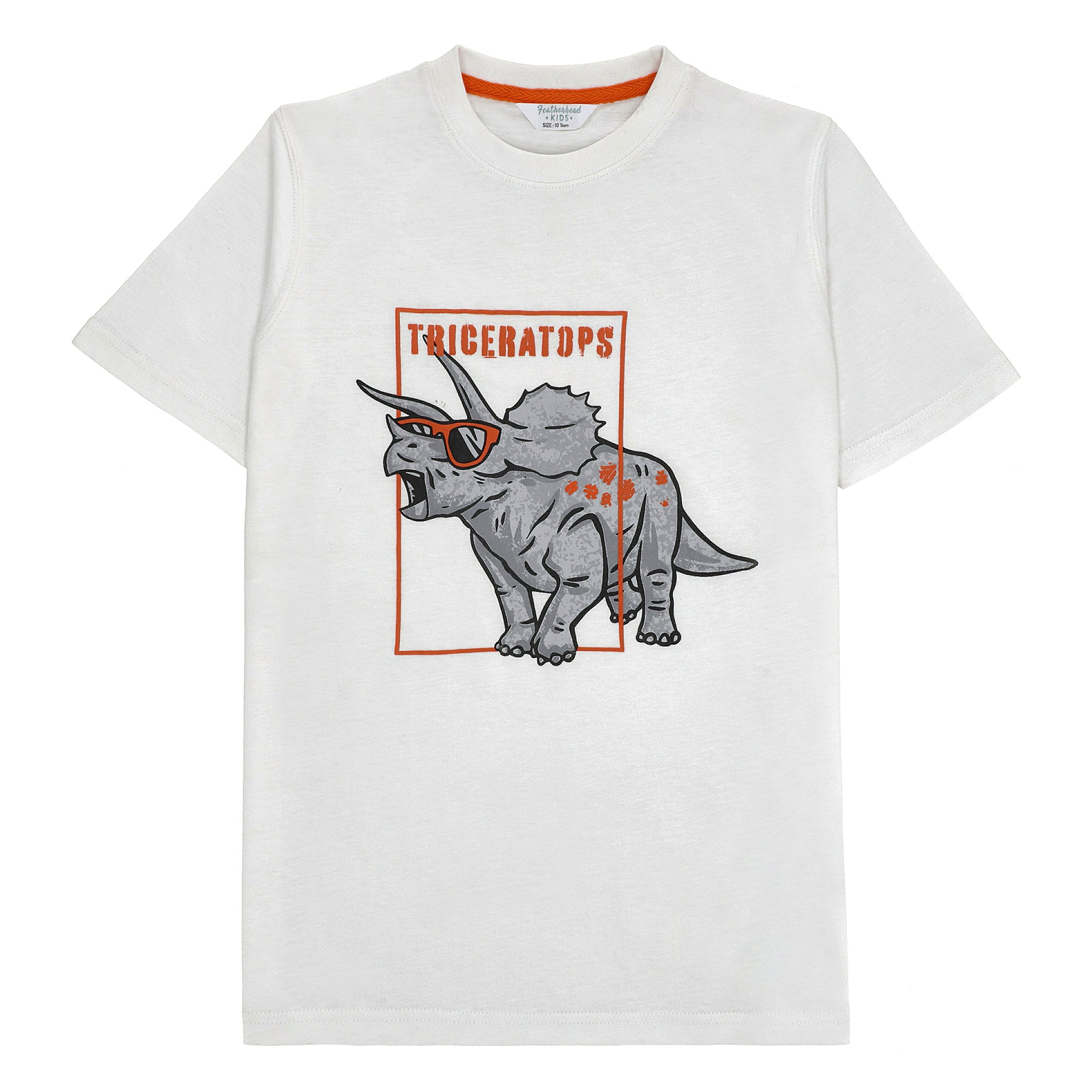 FB-3131 White T-Shirt - Triceratops