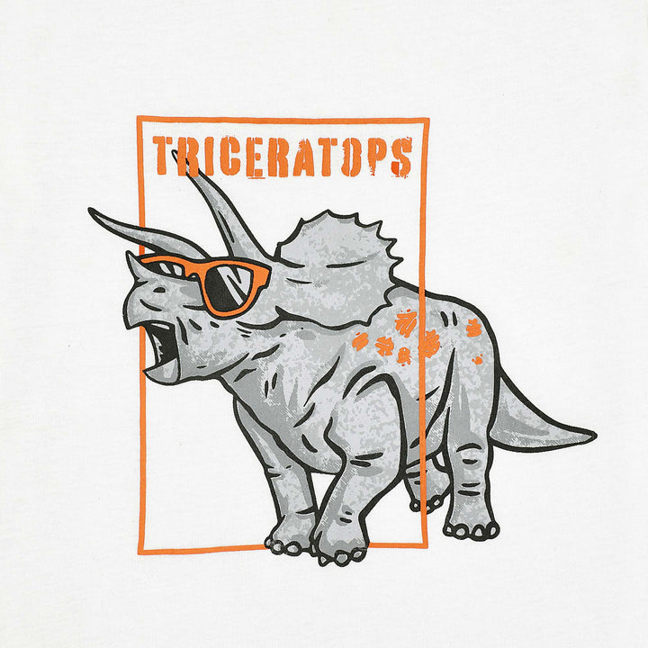 FB-3131 White T-Shirt - Triceratops