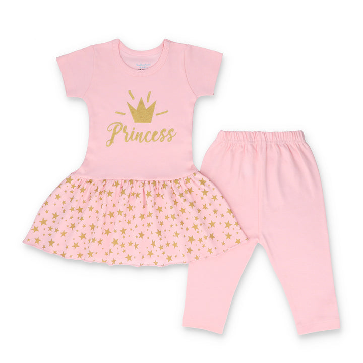 FG-3502 Pink Princess 2-Piece Skirt Shirt & Leggings - Featherhead Baby