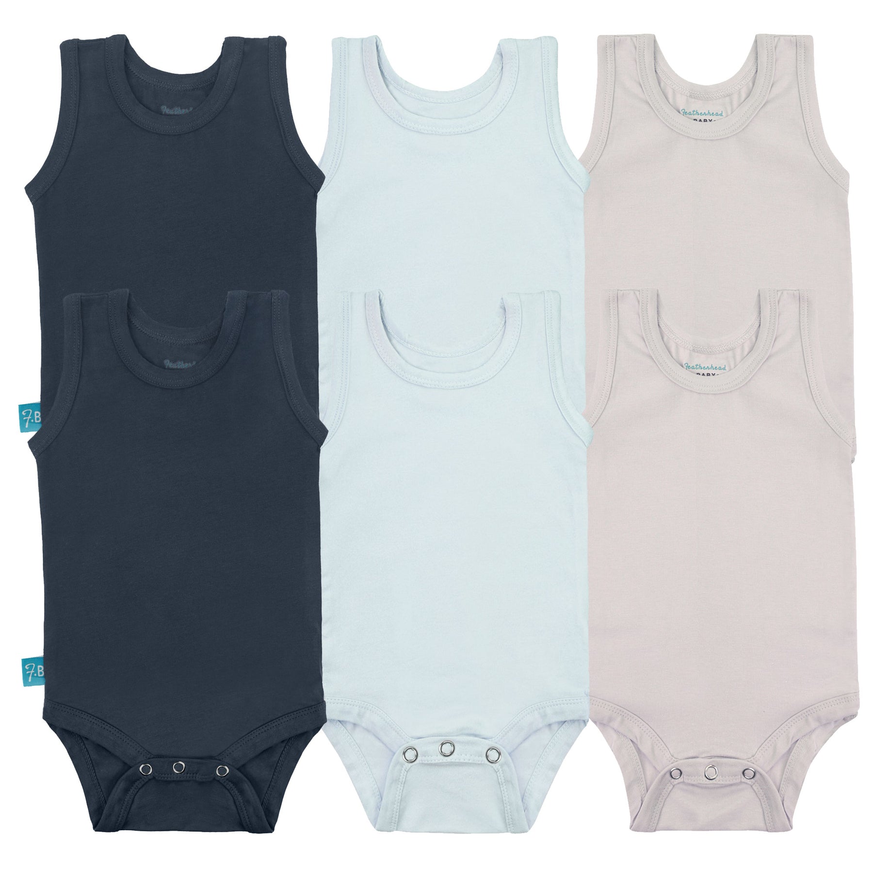 FB-2904 Baby Boy 6-Pack Sleeveless Bodysuits – Featherhead™