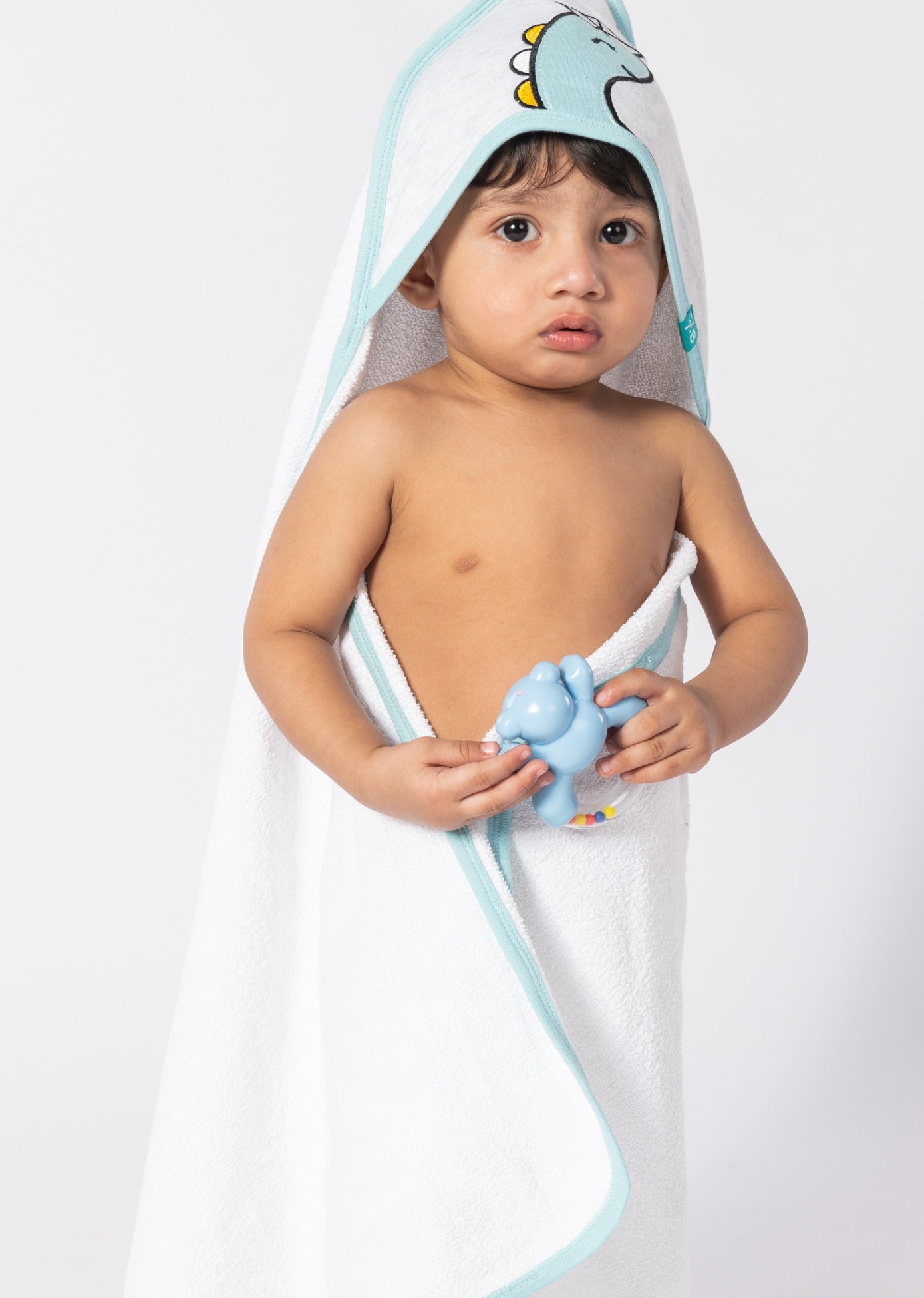 FB-7001 Dinosaur 5-Piece Terry Hooded Towel & Wash Cloths