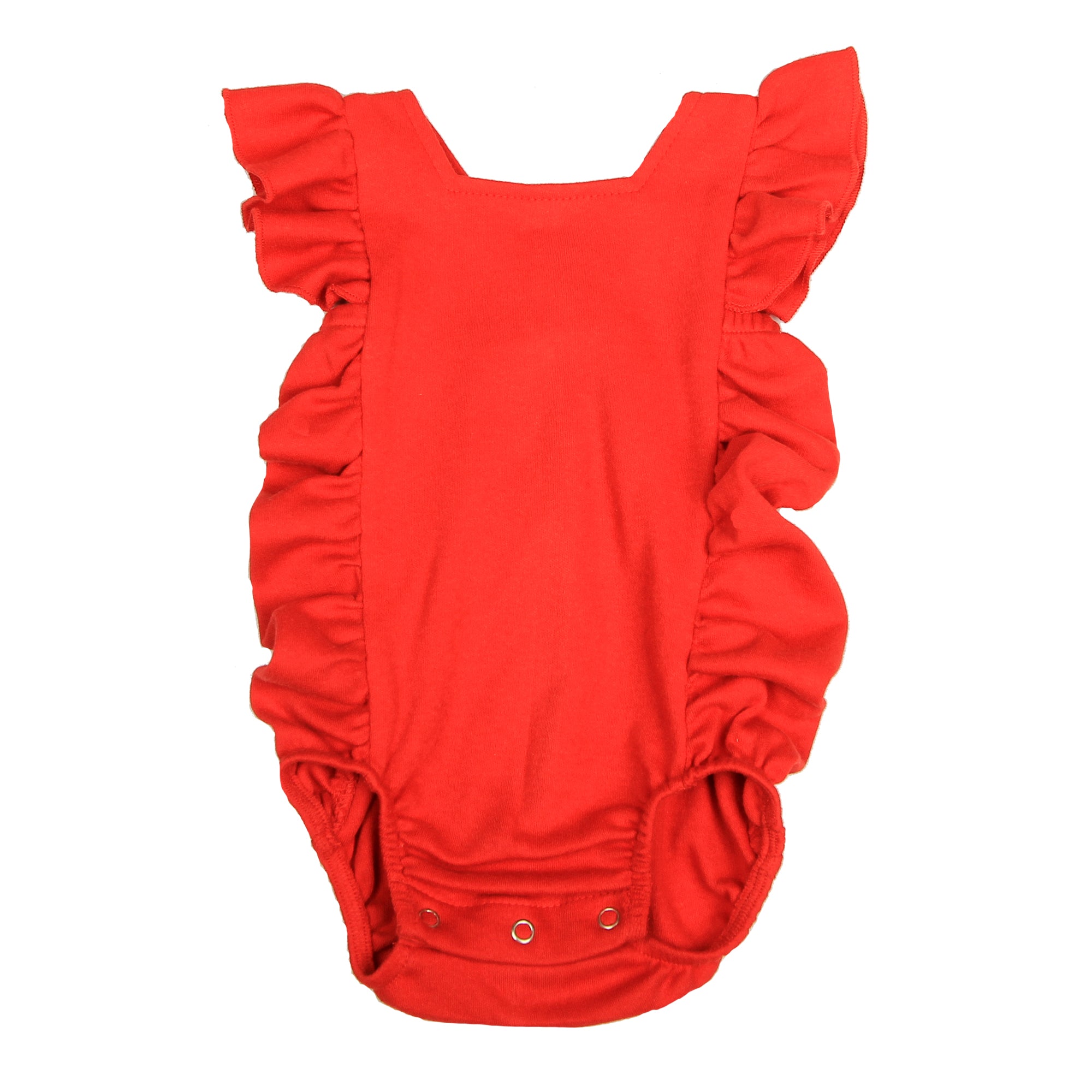 FS-131 Red Cross-Over Frill Bodysuit - Featherhead Baby