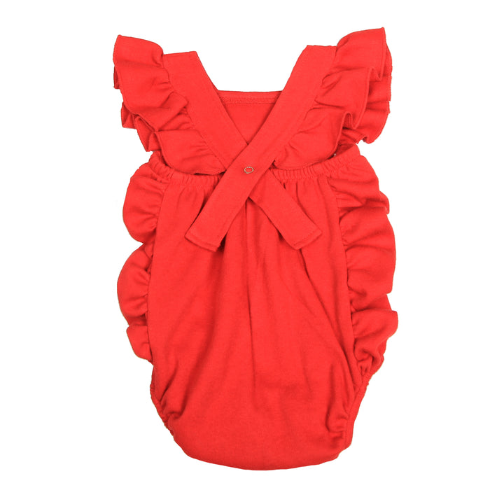 FS-131 Red Cross-Over Frill Bodysuit - Featherhead Baby